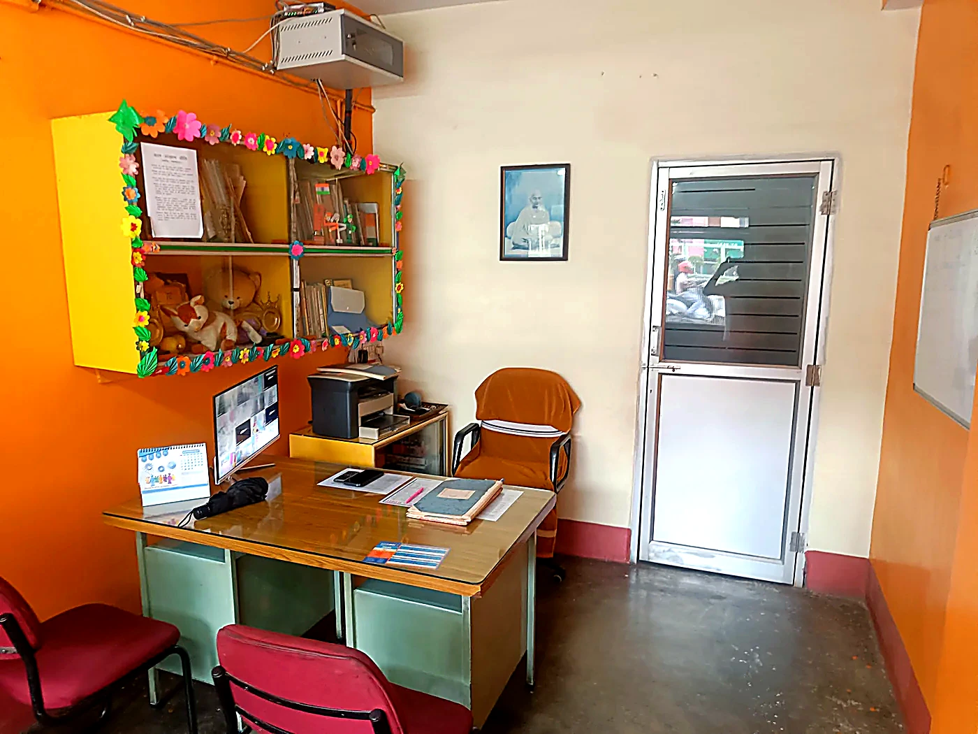 Reception office with live CCTV monitoring screen